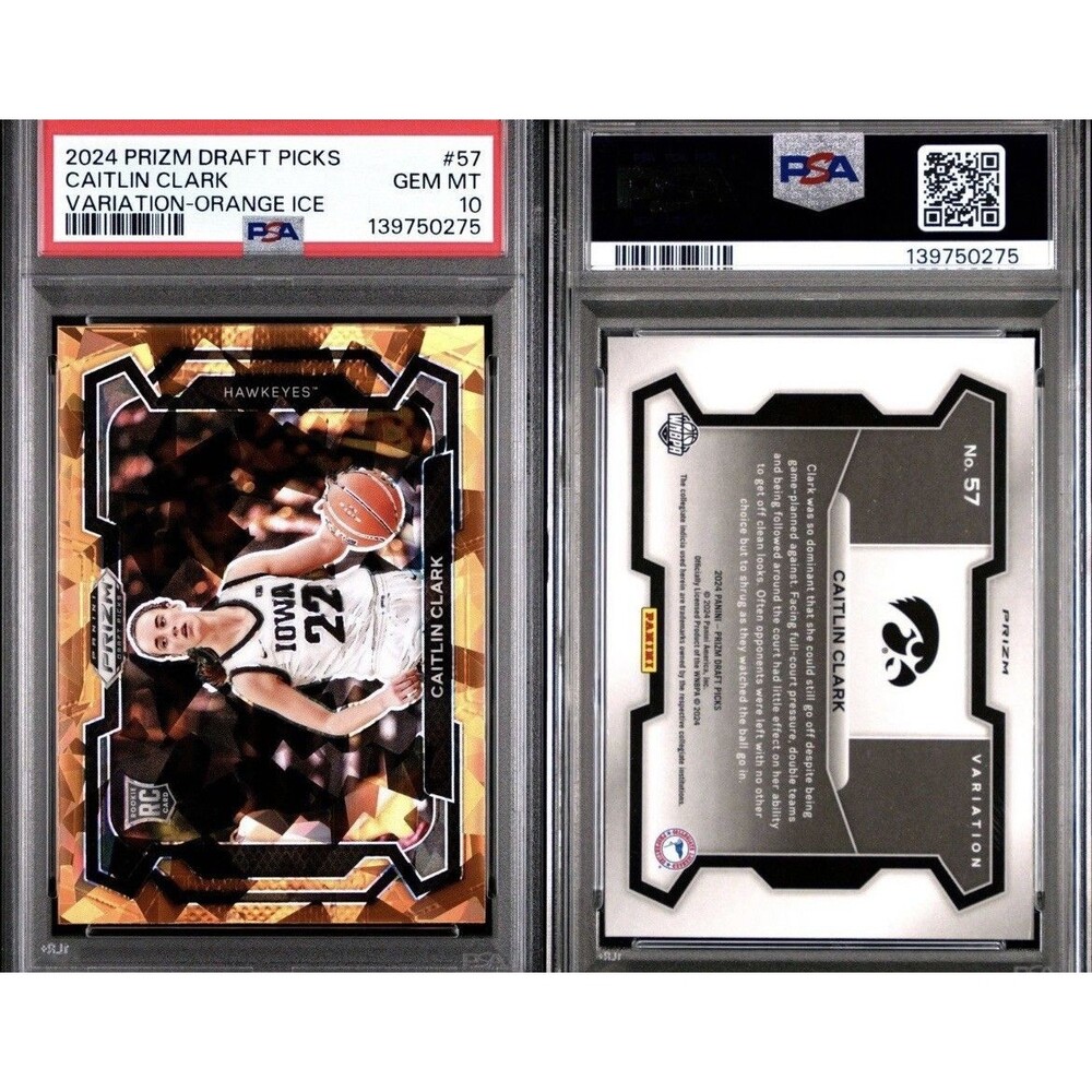 2024 Panini Prizm Draft Picks #57 Caitlin Clark Orange Ice Variation PSA 10